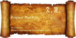 Kopsa Martin névjegykártya
