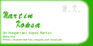 martin kopsa business card